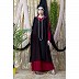 Party wear double layered abaya- Black-Red